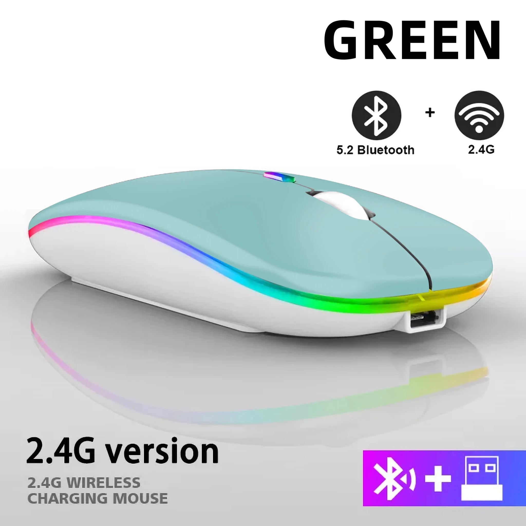 Rechargeable Bluetooth Wireless Mouse with 2.4GHz USB RGB 1600DPI Mouse for Computer Laptop Tablet PC Macbook Gaming Mouse Gamer - Cozy & Co. Market
