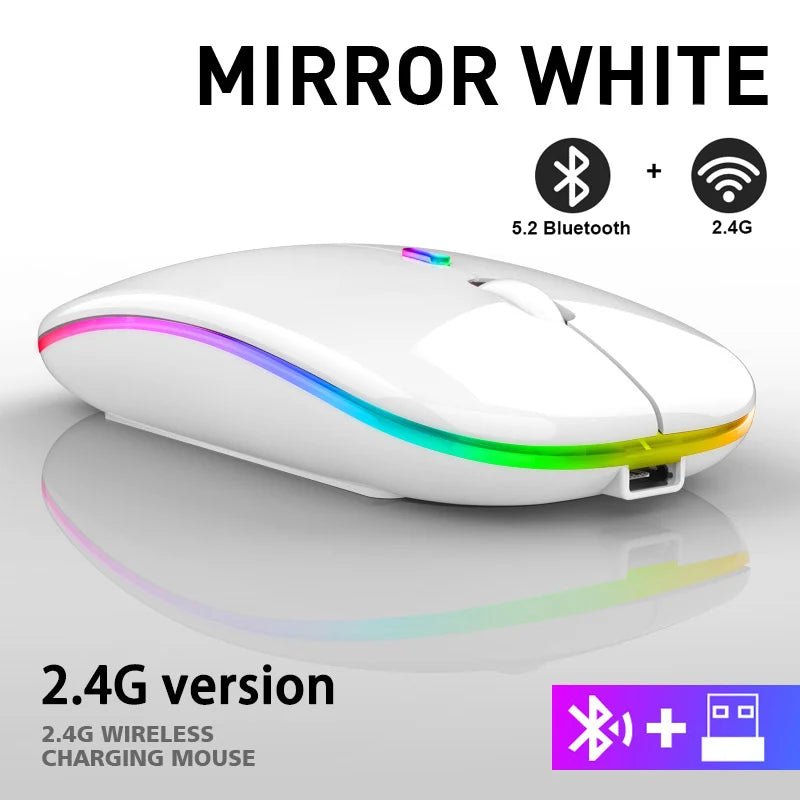 Rechargeable Bluetooth Wireless Mouse with 2.4GHz USB RGB 1600DPI Mouse for Computer Laptop Tablet PC Macbook Gaming Mouse Gamer - Cozy & Co. Market