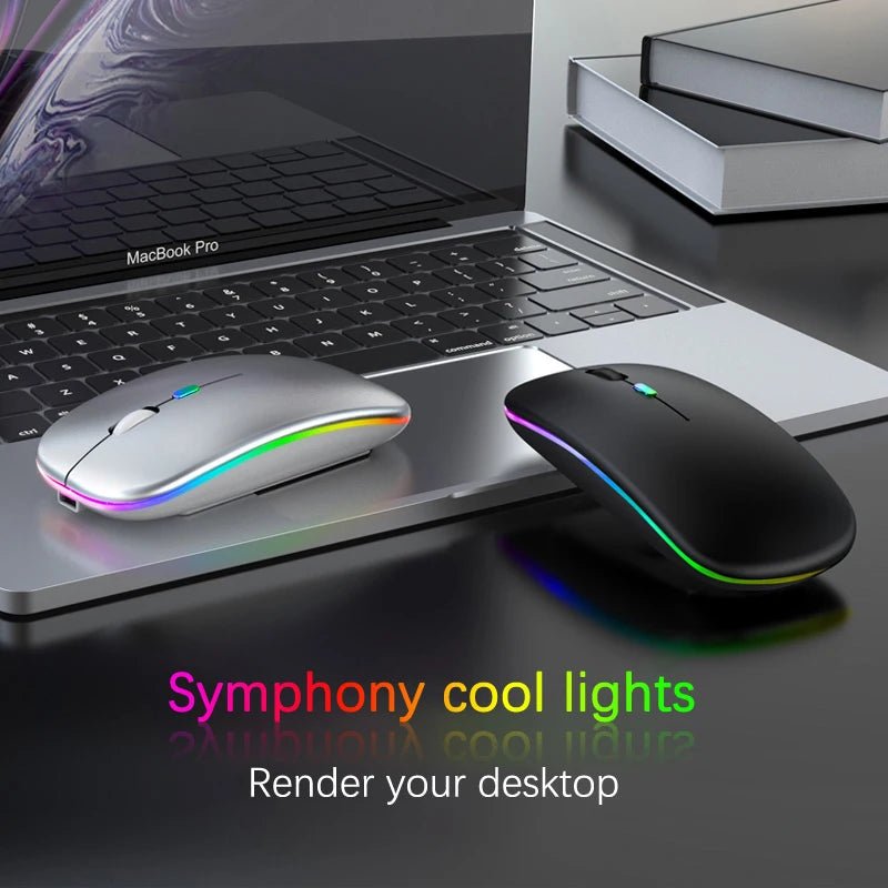 Rechargeable Bluetooth Wireless Mouse with 2.4GHz USB RGB 1600DPI Mouse for Computer Laptop Tablet PC Macbook Gaming Mouse Gamer - Cozy & Co. Market
