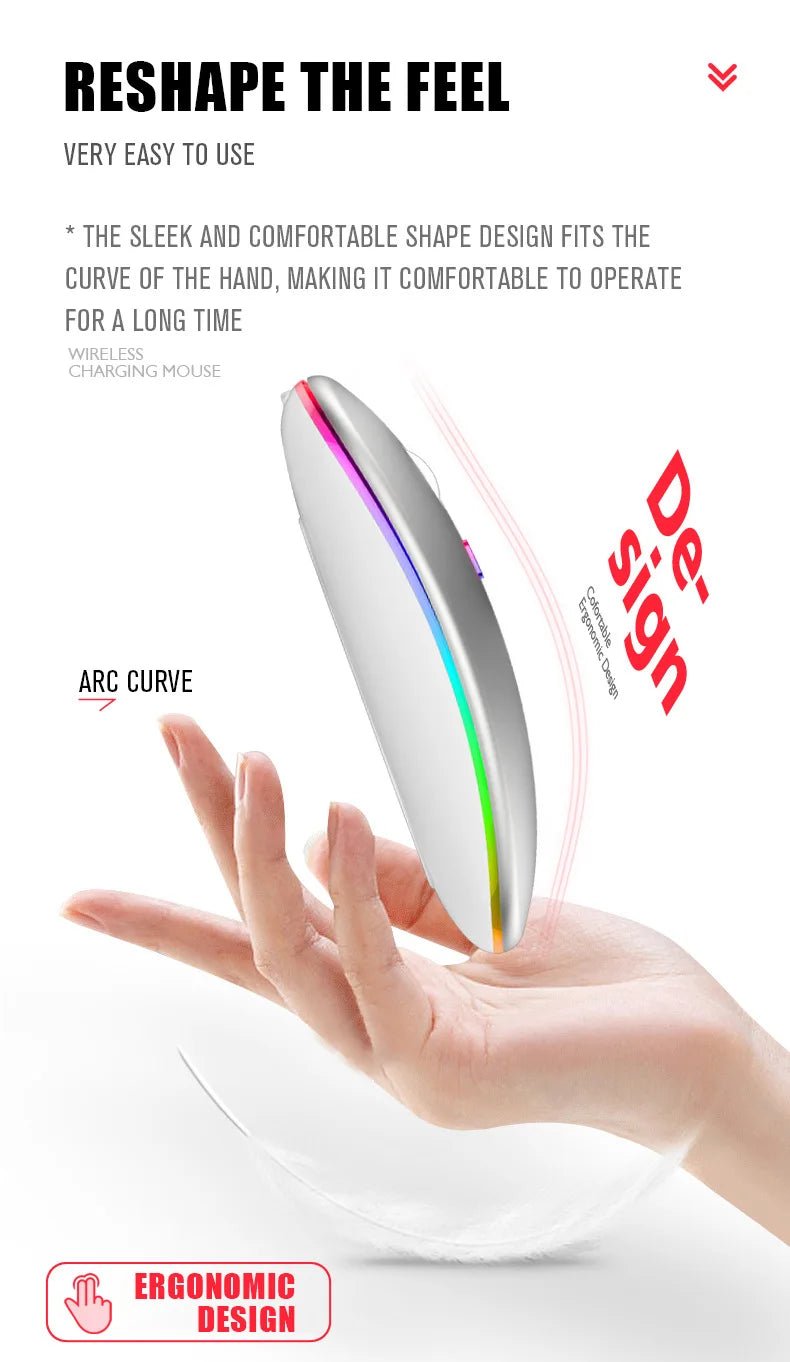 Rechargeable Bluetooth Wireless Mouse with 2.4GHz USB RGB 1600DPI Mouse for Computer Laptop Tablet PC Macbook Gaming Mouse Gamer - Cozy & Co. Market