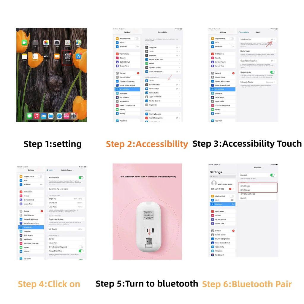 Rechargeable Bluetooth Wireless Mouse with 2.4GHz USB RGB 1600DPI Mouse for Computer Laptop Tablet PC Macbook Gaming Mouse Gamer - Cozy & Co. Market