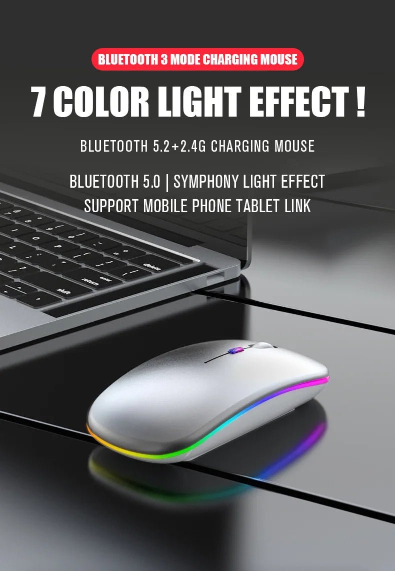 Rechargeable Bluetooth Wireless Mouse with 2.4GHz USB RGB 1600DPI Mouse for Computer Laptop Tablet PC Macbook Gaming Mouse Gamer - Cozy & Co. Market
