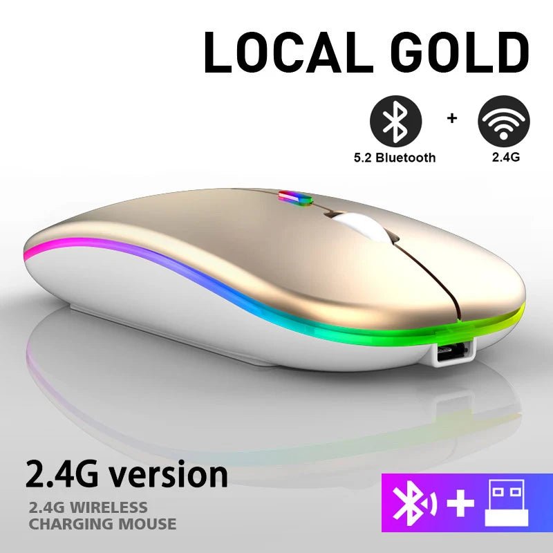 Rechargeable Bluetooth Wireless Mouse with 2.4GHz USB RGB 1600DPI Mouse for Computer Laptop Tablet PC Macbook Gaming Mouse Gamer - Cozy & Co. Market