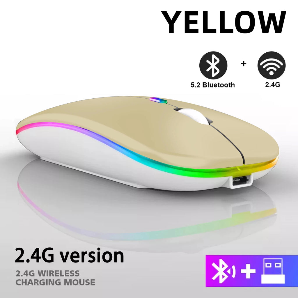 Rechargeable Bluetooth Wireless Mouse with 2.4GHz USB RGB 1600DPI Mouse for Computer Laptop Tablet PC Macbook Gaming Mouse Gamer - Cozy & Co. Market