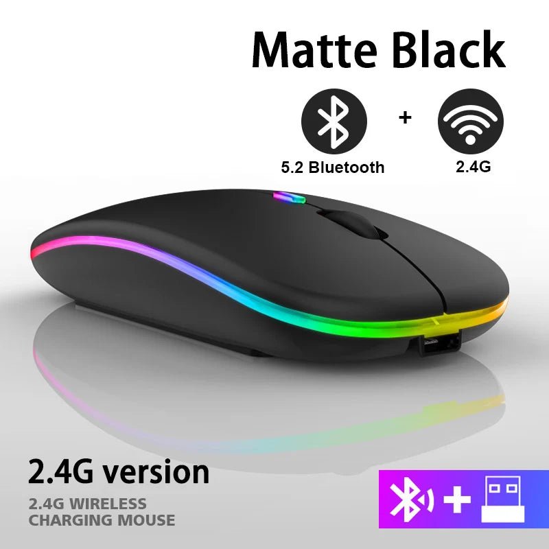 Rechargeable Bluetooth Wireless Mouse with 2.4GHz USB RGB 1600DPI Mouse for Computer Laptop Tablet PC Macbook Gaming Mouse Gamer - Cozy & Co. Market