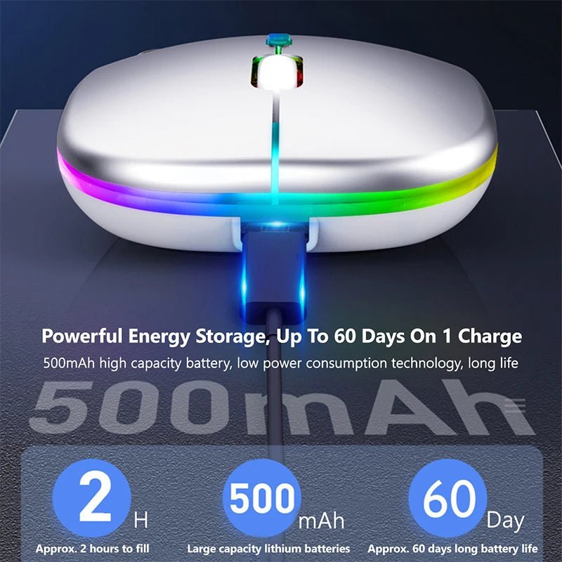 Rechargeable Bluetooth Wireless Mouse with 2.4GHz USB RGB 1600DPI Mouse for Computer Laptop Tablet PC Macbook Gaming Mouse Gamer - Cozy & Co. Market