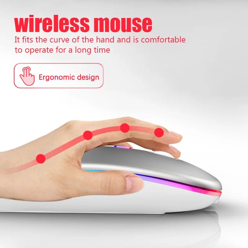 Rechargeable Bluetooth Wireless Mouse with 2.4GHz USB RGB 1600DPI Mouse for Computer Laptop Tablet PC Macbook Gaming Mouse Gamer - Cozy & Co. Market