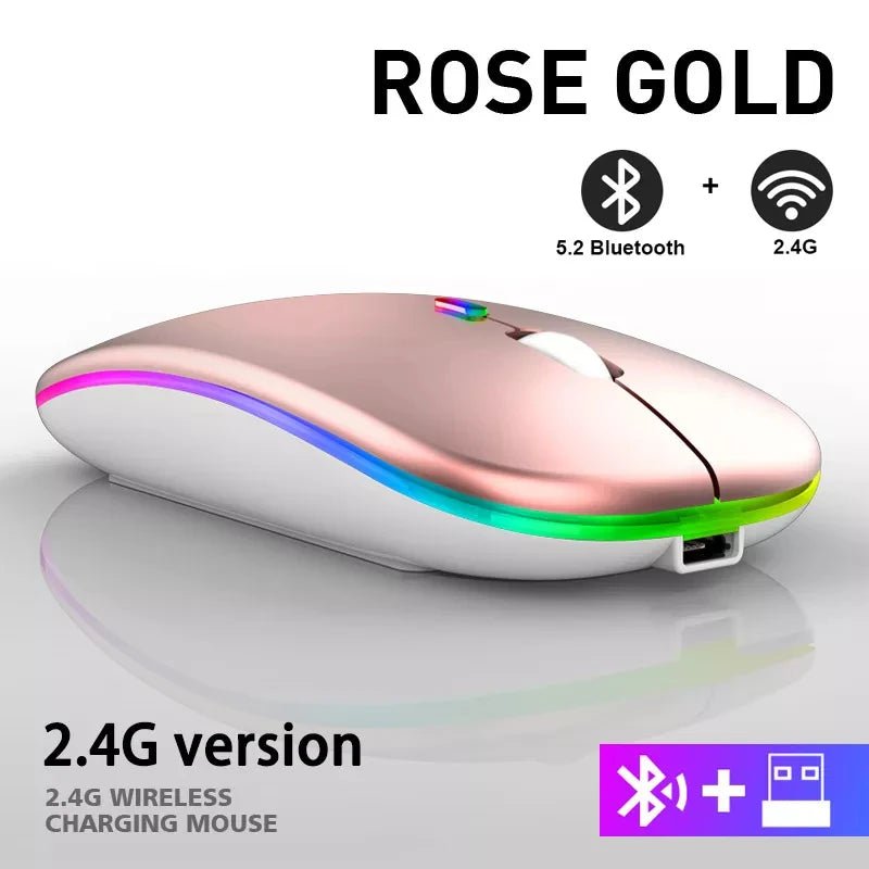 Rechargeable Bluetooth Wireless Mouse with 2.4GHz USB RGB 1600DPI Mouse for Computer Laptop Tablet PC Macbook Gaming Mouse Gamer - Cozy & Co. Market
