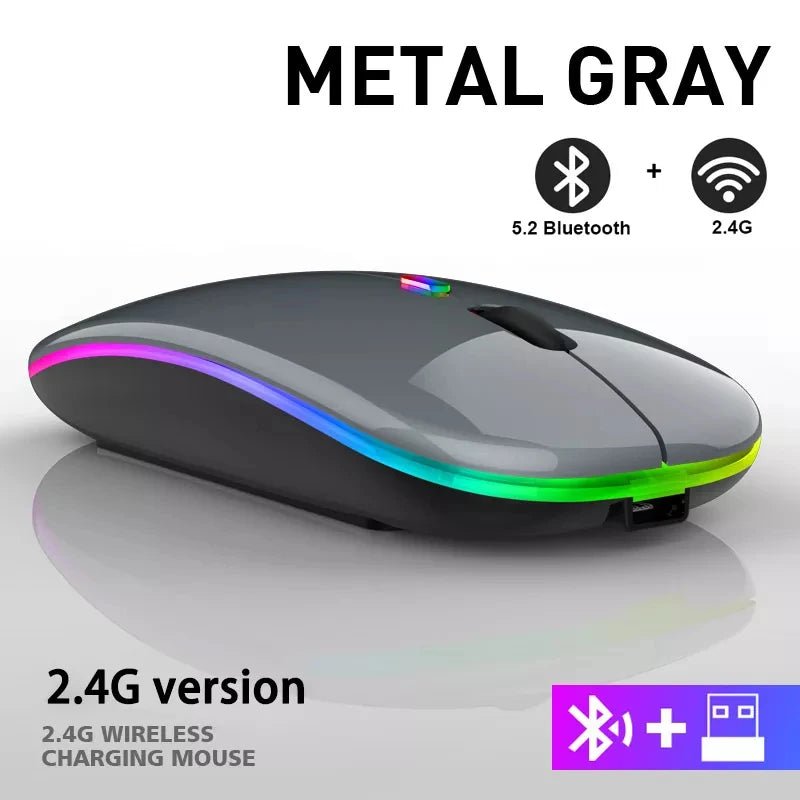 Rechargeable Bluetooth Wireless Mouse with 2.4GHz USB RGB 1600DPI Mouse for Computer Laptop Tablet PC Macbook Gaming Mouse Gamer - Cozy & Co. Market