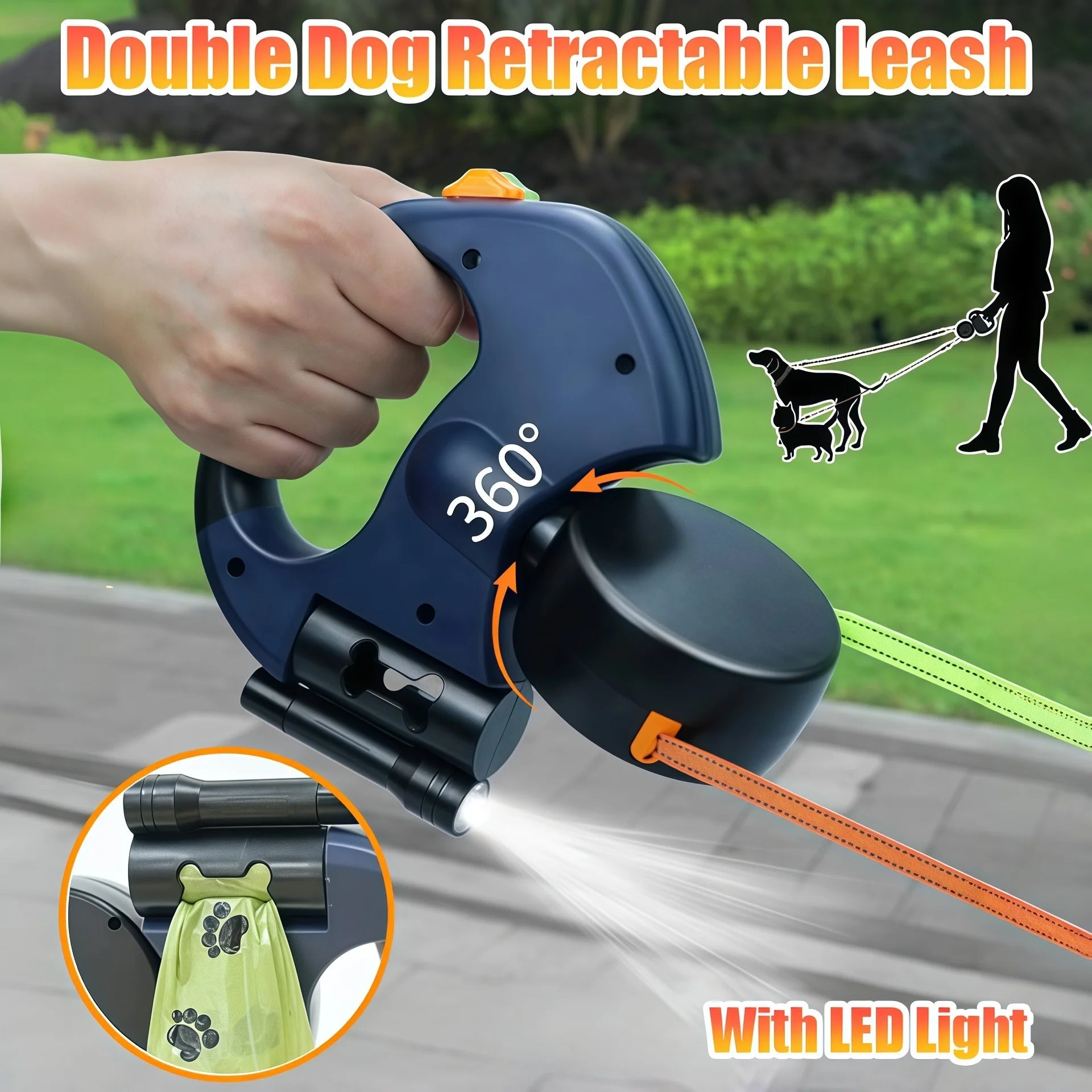 Retractable Double-End Dog Leash with LED Flashlight — 3M - Cozy & Co. Market