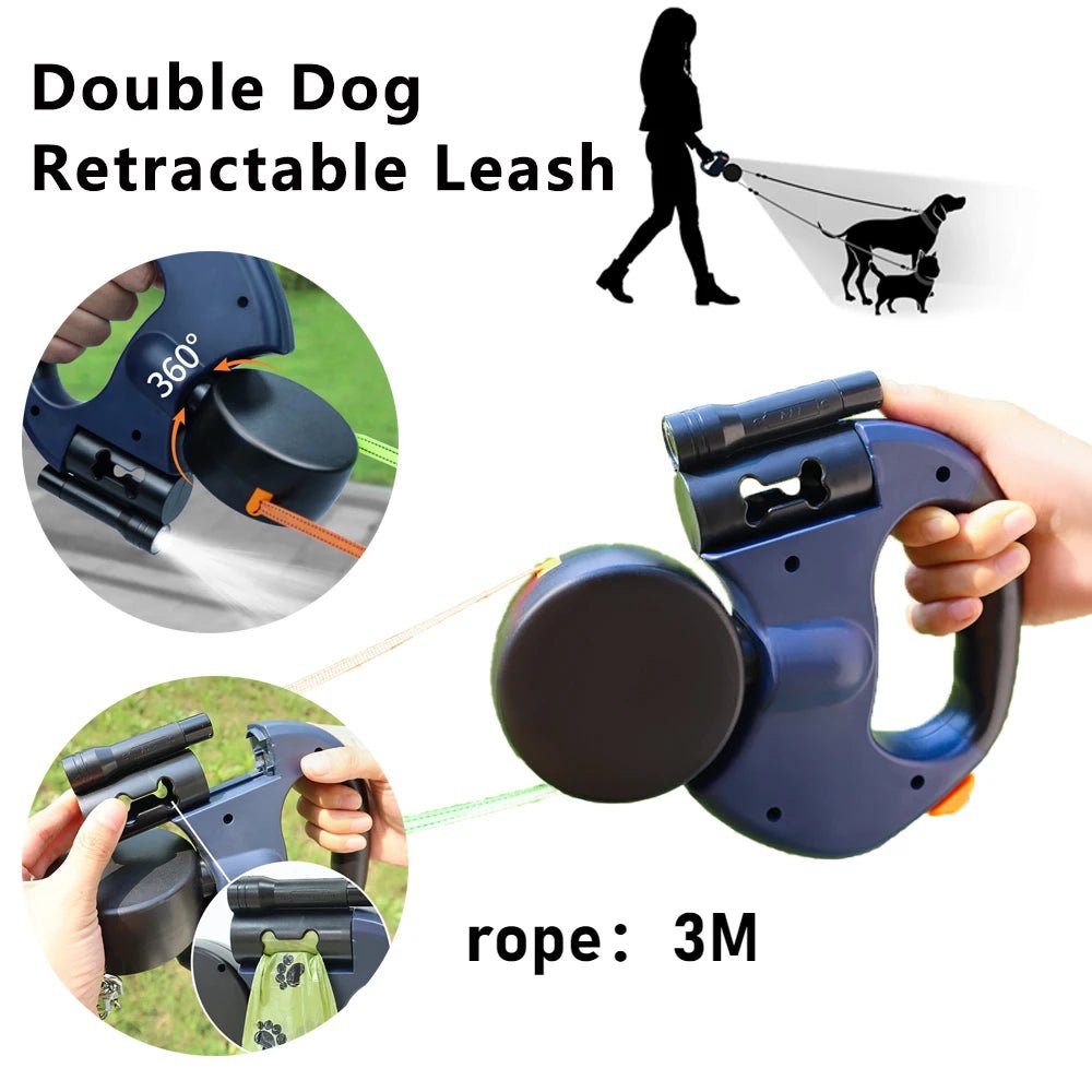 Retractable Double-End Dog Leash with LED Flashlight — 3M - Cozy & Co. Market