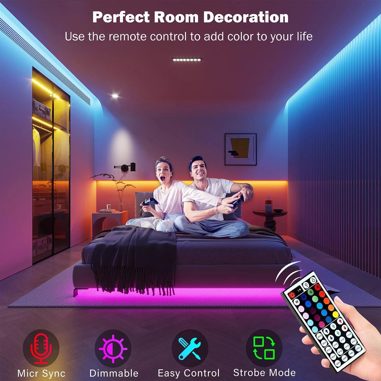 RGB Led Strip Lights 5m 10m 20m 30m Led Room Light with APP Control Flexible Ribbon Luces Led Tape for Room Bedroom Decoration - Cozy & Co. Market