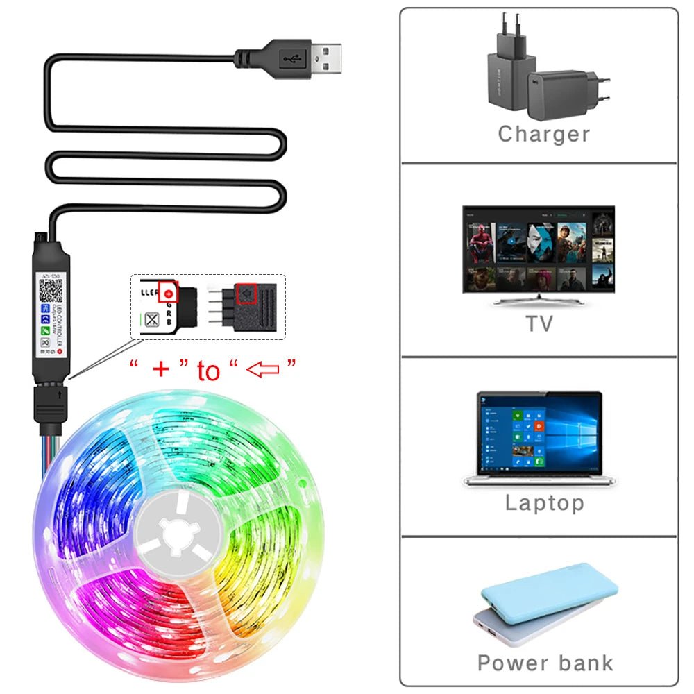 RGB Led Strip Lights 5m 10m 20m 30m Led Room Light with APP Control Flexible Ribbon Luces Led Tape for Room Bedroom Decoration - Cozy & Co. Market