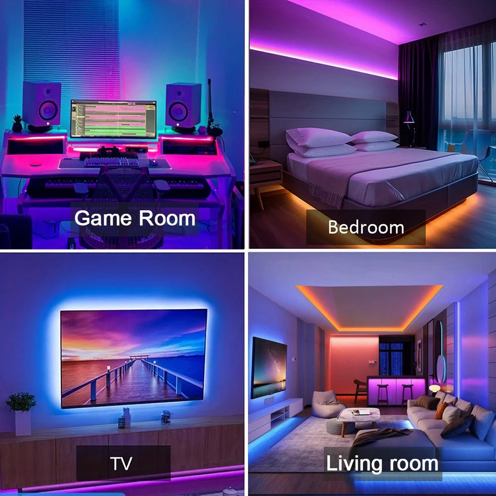 RGB Led Strip Lights 5m 10m 20m 30m Led Room Light with APP Control Flexible Ribbon Luces Led Tape for Room Bedroom Decoration - Cozy & Co. Market