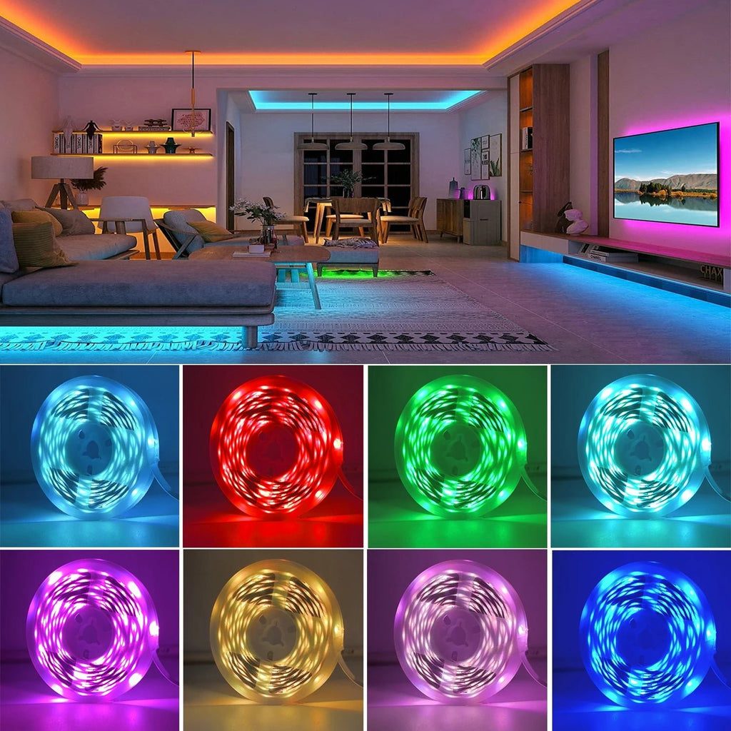 RGB Led Strip Lights 5m 10m 20m 30m Led Room Light with APP Control Flexible Ribbon Luces Led Tape for Room Bedroom Decoration - Cozy & Co. Market