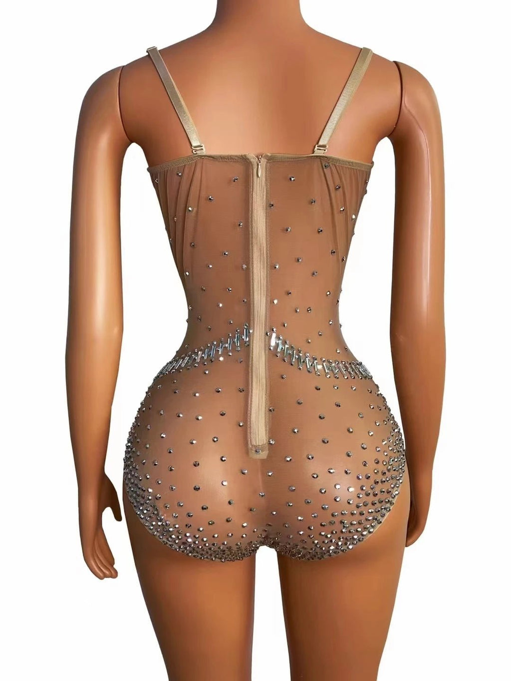 Rhinestone Mesh Bodysuit — Sexy Club & Pole Dance Leotard Jumpsuit - Cozy & Co. Market