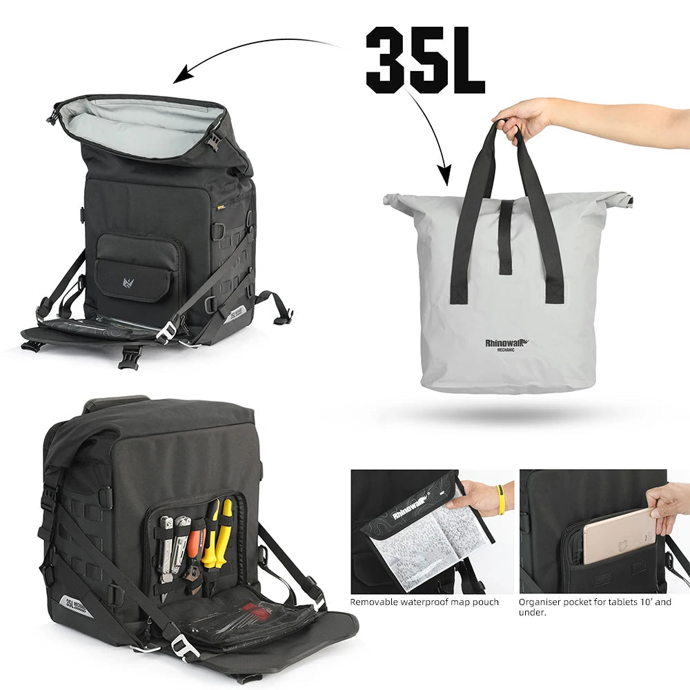 Rhinowalk 35L Motorcycle Quick Release Side Pannier Bag, Motorbike Seat Saddle Tail Bag for ADV Motorcycle Accessories - 1PC - Cozy & Co. Market