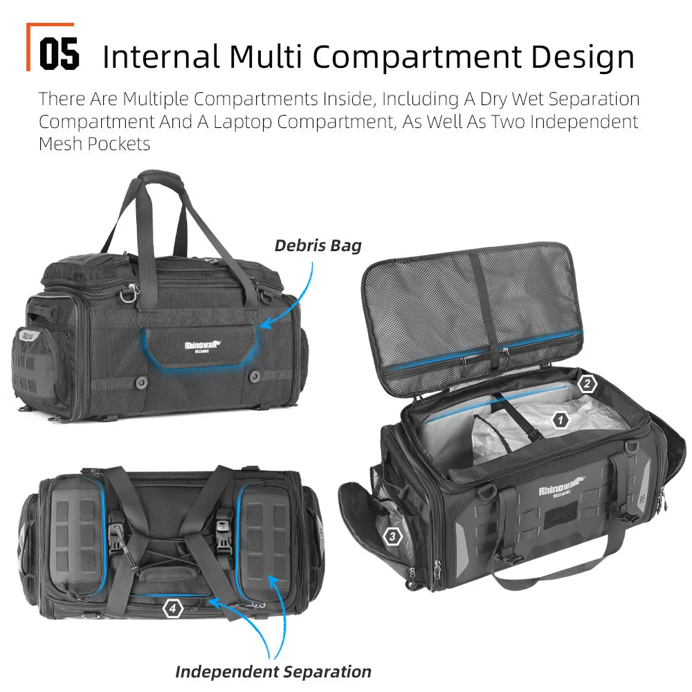 Rhinowalk Mechanic 50-70l Motorcycle Tail Seat Bag Pack Adventure Large Rear Luggages for ADV Long Distance Touring Saddlebag - Cozy & Co. Market