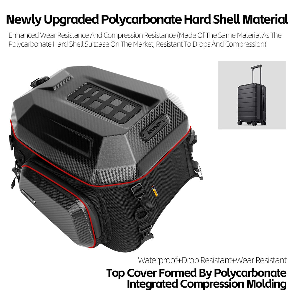 Rhinowalk Waterproof 23L-35L Motorcycle Tail Bag Hard Shell Expandable Rear Seat Bags for Motorbike Adventure - Cozy & Co. Market