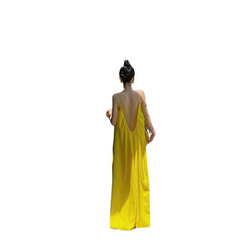 Seaside Holiday Strap dress Backless Pure and Loose Slim Fairy Skirt Sexy Elegant Super Fairy Skirt - Cozy & Co. Market