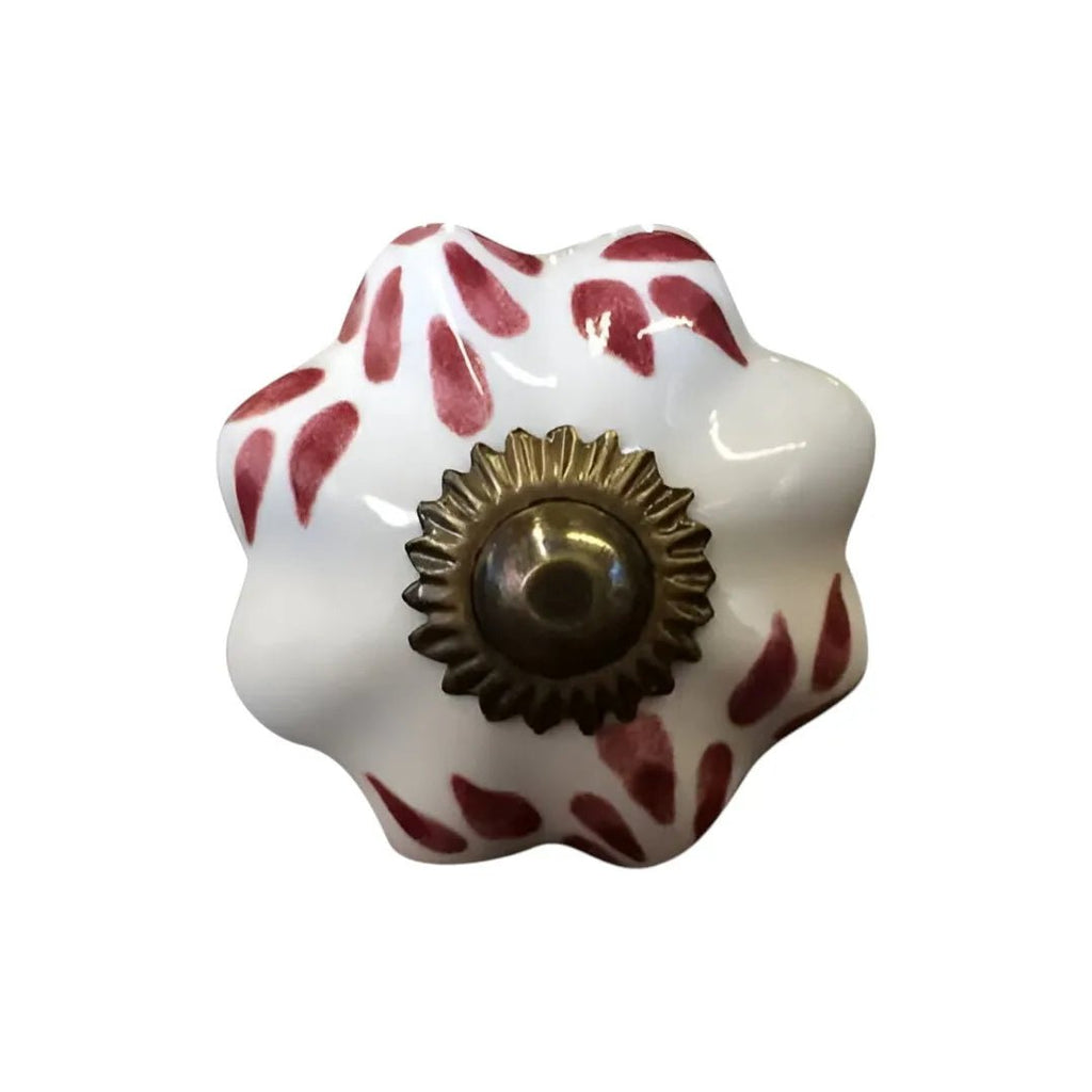 Set of Twelve Burgundy White Copper Floral Ceramic Drawer Pull Knobs HMS Furniture Handles & Knobs - Cozy & Co. Market