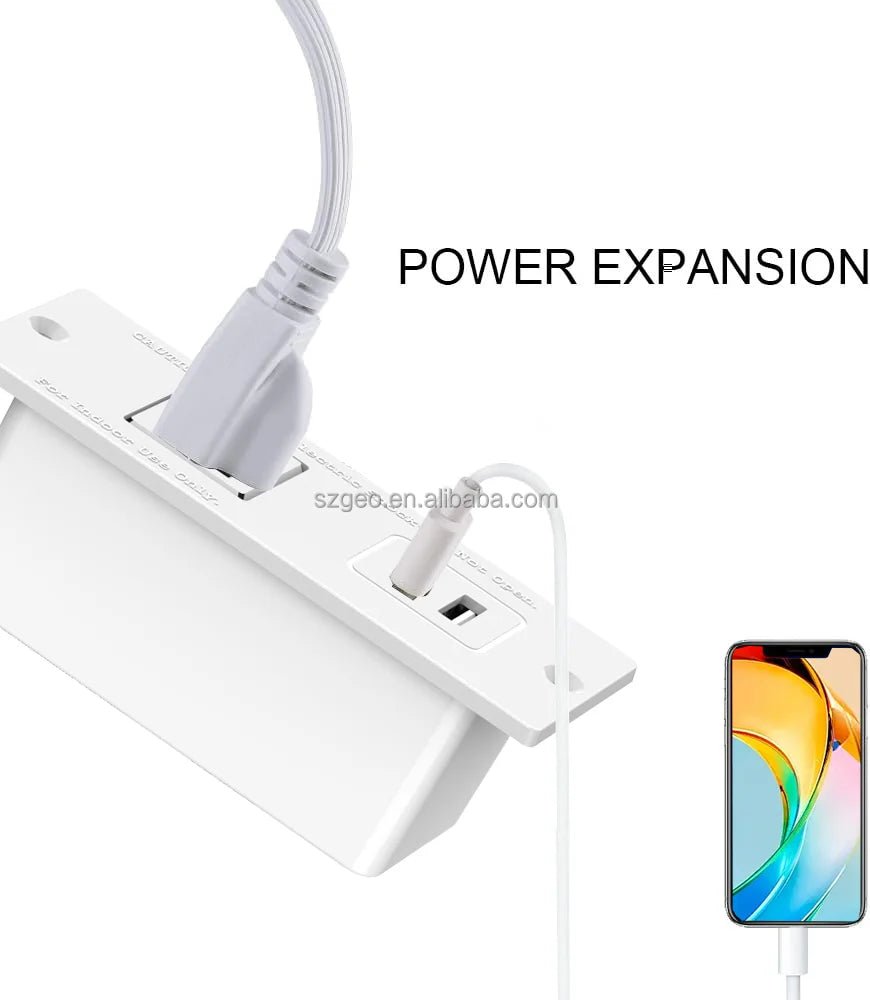 Small Recessed Power Strip Plug Extension Cord Charging Station with Inset USB Electrical Outlet for Desk Power Strip White - Cozy & Co. Market