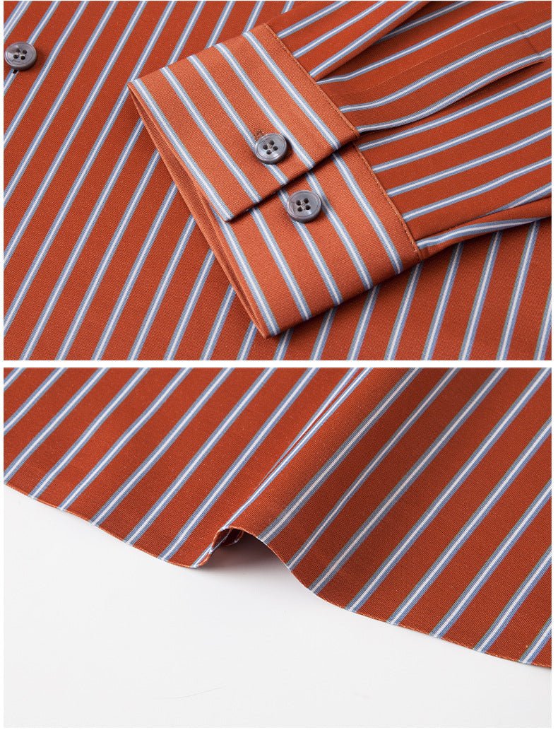 Spring 2025 New Mulberry Silk Vertical Stripe Printed Shirt Cross-border Joker for Young and Middle-aged Men Business Casual Flip - Cozy & Co. Market