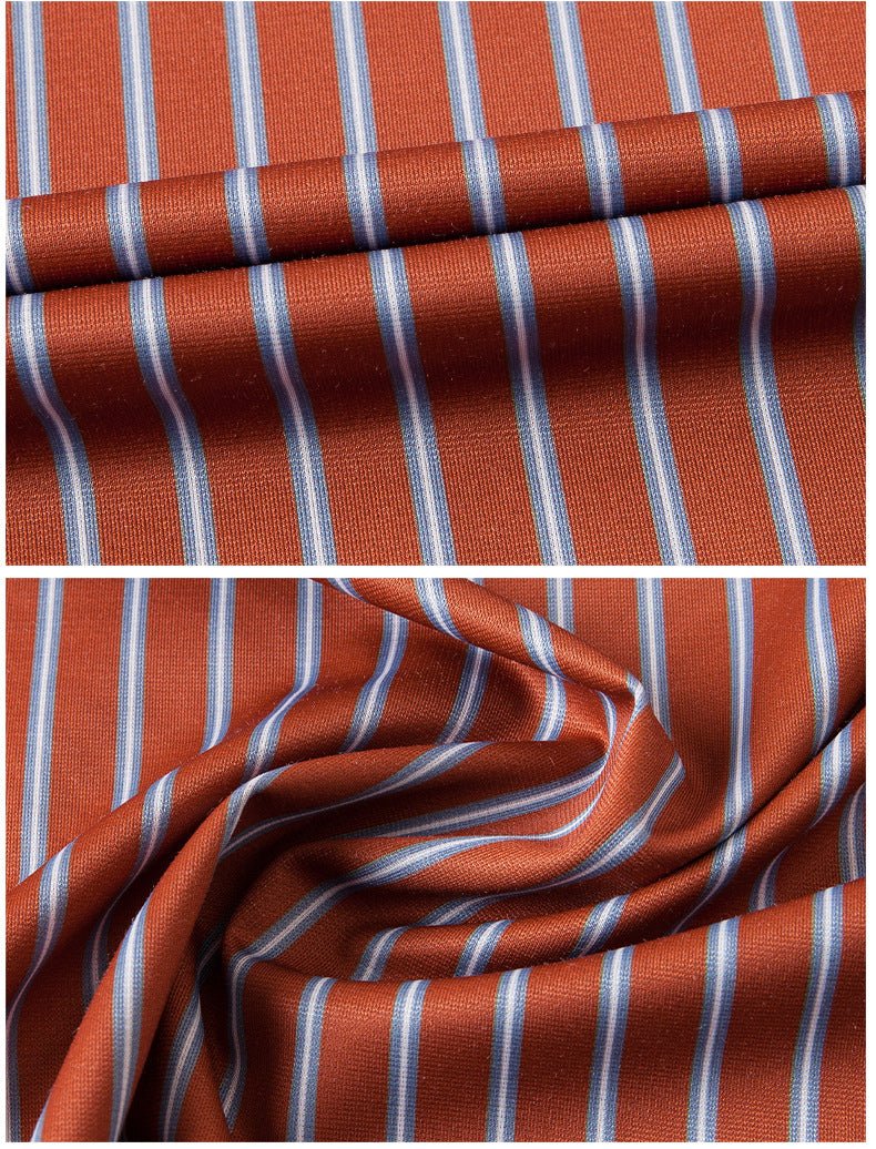 Spring 2025 New Mulberry Silk Vertical Stripe Printed Shirt Cross-border Joker for Young and Middle-aged Men Business Casual Flip - Cozy & Co. Market
