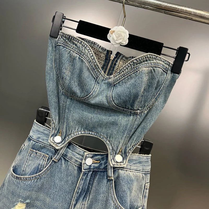 Spring Summer High Quality Cotton Denim High Waist Women Jumpsuit 2023 - Cozy & Co. Market