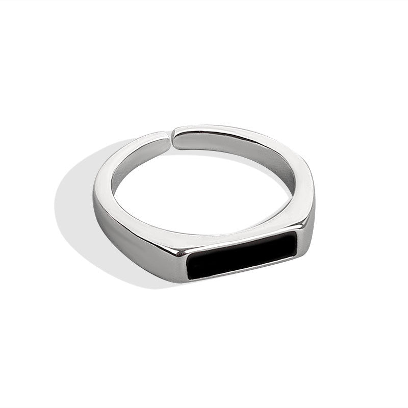 Sterling Silver Black Ring with Cool Wind Design - Cozy & Co. Market