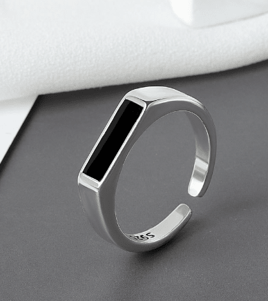 Sterling Silver Black Ring with Cool Wind Design - Cozy & Co. Market