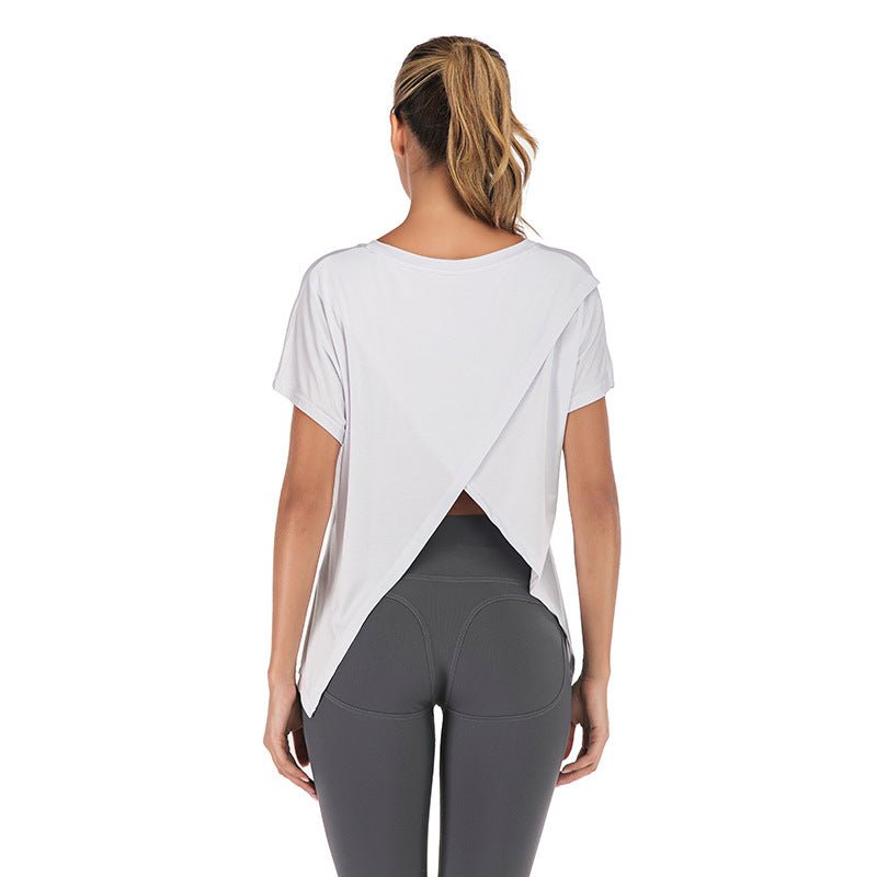 Summer V-Neck Sports T-Shirt with Open Back for Women - Cozy & Co. Market