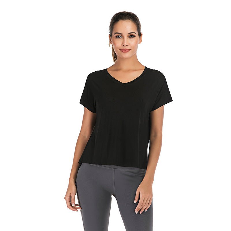 Summer V-Neck Sports T-Shirt with Open Back for Women - Cozy & Co. Market