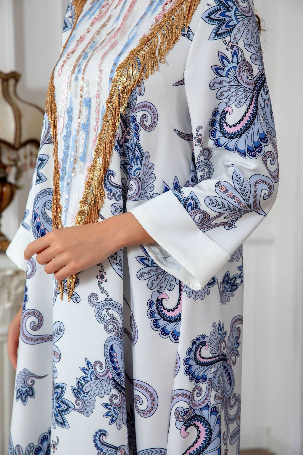 Sw0821 Amazon Women's Printed Robe Evening Dress European and American Cross-Border Dress Wholesale Long - Cozy & Co. Market