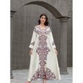 Sw0826 Middle East Cross-Border Muslim Women's Robe Elegant Printed Beaded Dress Dubai Export Abaya - Cozy & Co. Market