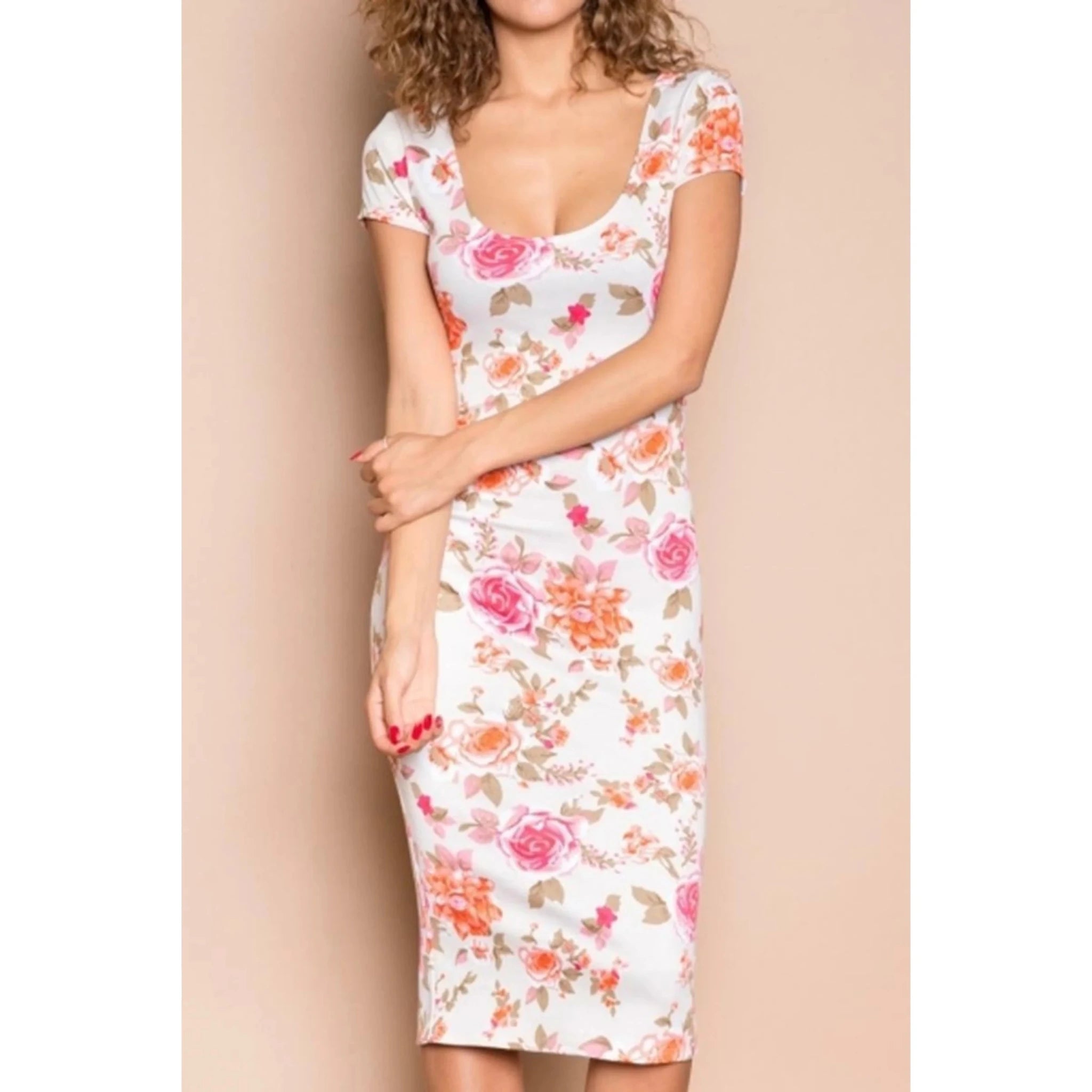 TD Floral Print Midi Dress for Career Elegant and Stylish - Cozy & Co. Market