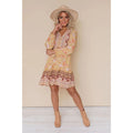 TD Malibu Mini Dress Elegant Floral Geometric Print One Size/XS Modest Party Style Square Collar Floor-Length for Day Occasions - Cozy & Co. Market