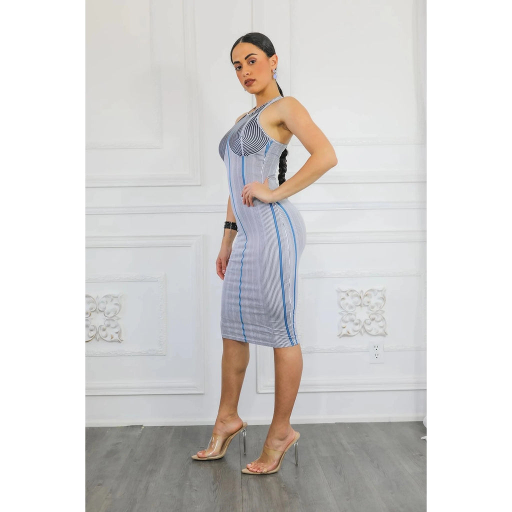 TD Stripe Affair Midi Dress with Striped Sleeveless Bodycon Design - Cozy & Co. Market