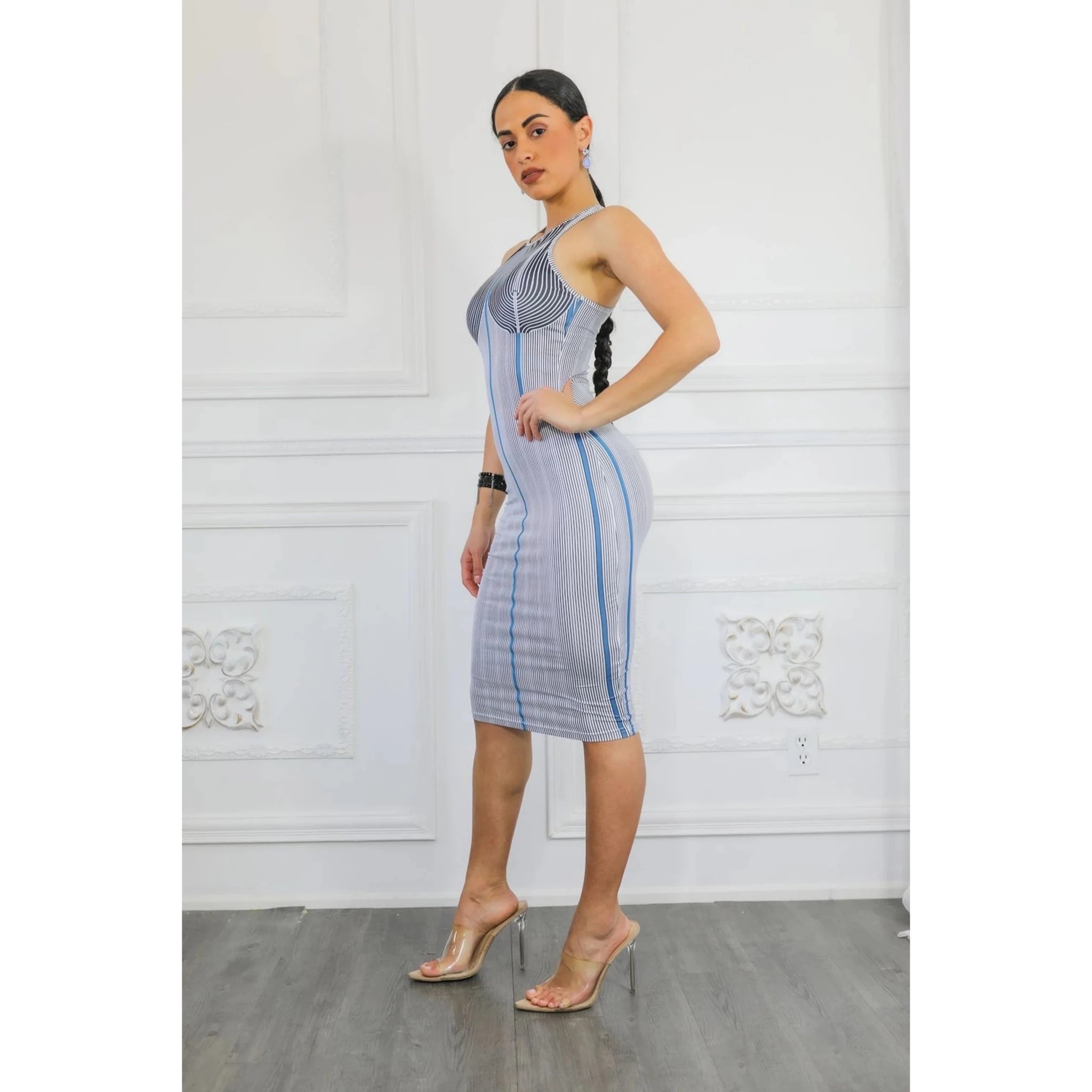 TD Stripe Affair Midi Dress with Striped Sleeveless Bodycon Design - Cozy & Co. Market