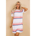 TD Wade Plus-Size T-Shirt Dress Empire Waistline Striped Ruffled Elegent Cute for Club Vacation XL Floor-Length for Spring - Cozy & Co. Market