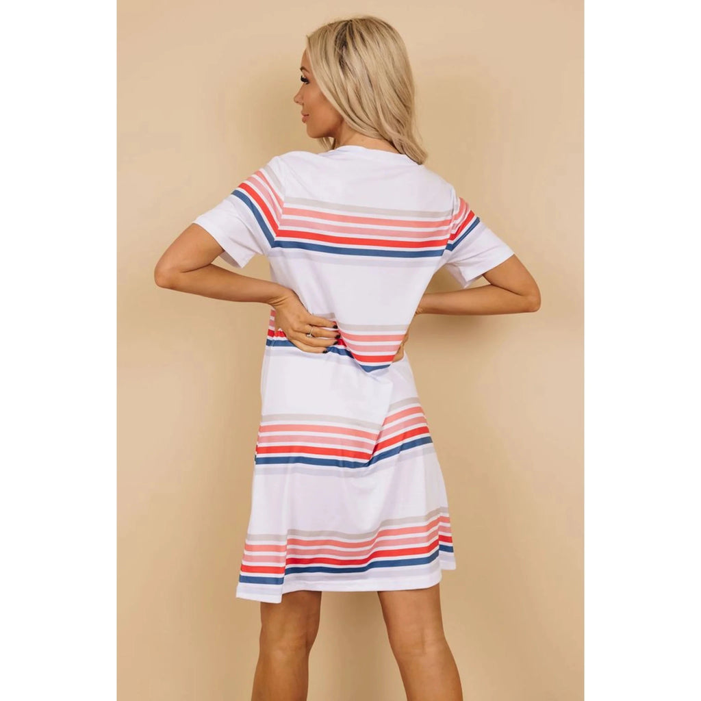 TD Wade Plus-Size T-Shirt Dress Empire Waistline Striped Ruffled Elegent Cute for Club Vacation XL Floor-Length for Spring - Cozy & Co. Market