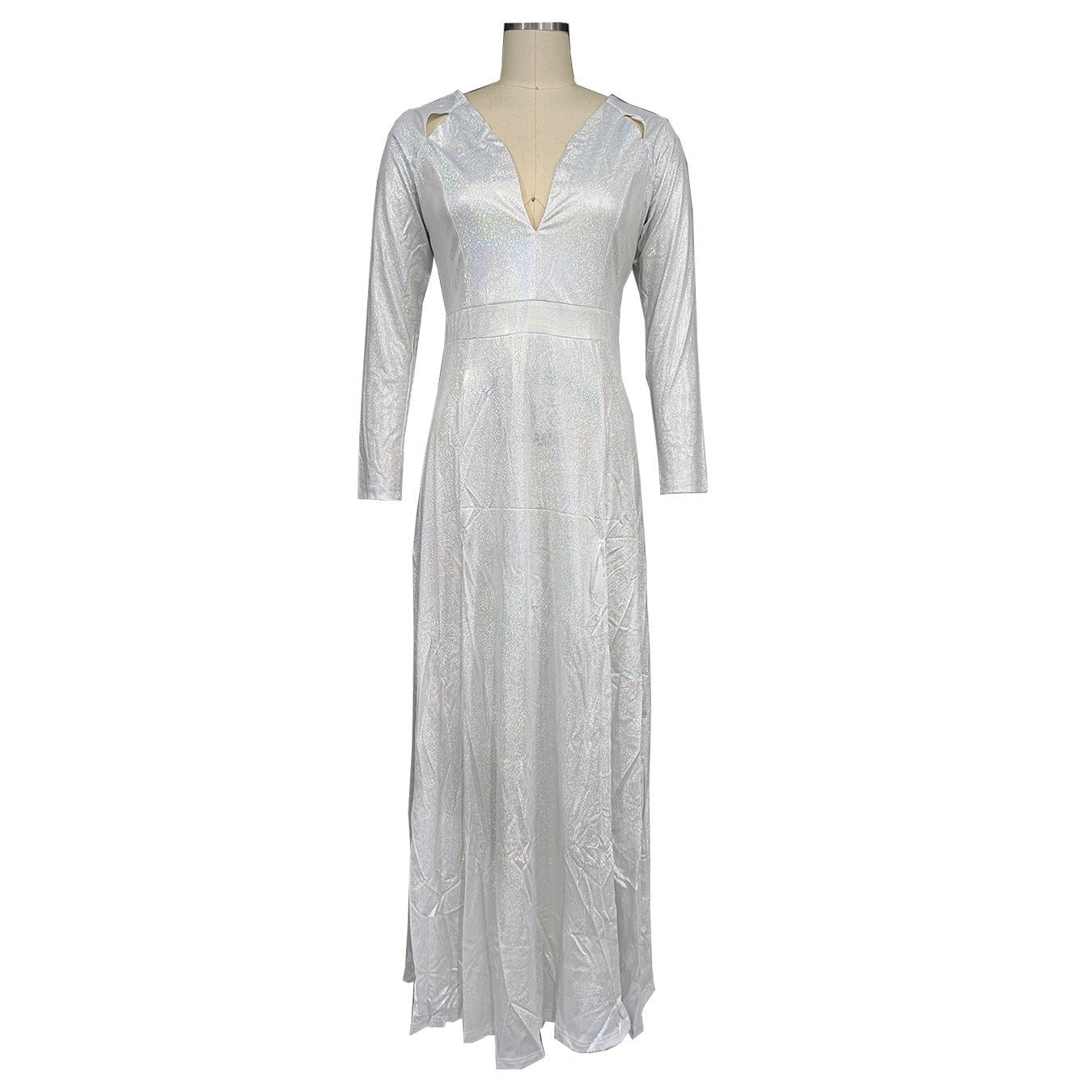 TD2506 European and American New Foreign Trade Spring and Autumn Sexy dress Split Solid Color Sequin Long Mop Evening Dress - Cozy & Co. Market