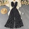 Temperament V-neck Chiffon Stripe Waist Throwing Leggings Summer New Sleeveless Jumpsuit Women's Wide Leg Jumpsuit - Cozy & Co. Market