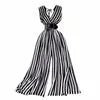 Temperament V-neck Chiffon Stripe Waist Throwing Leggings Summer New Sleeveless Jumpsuit Women's Wide Leg Jumpsuit - Cozy & Co. Market