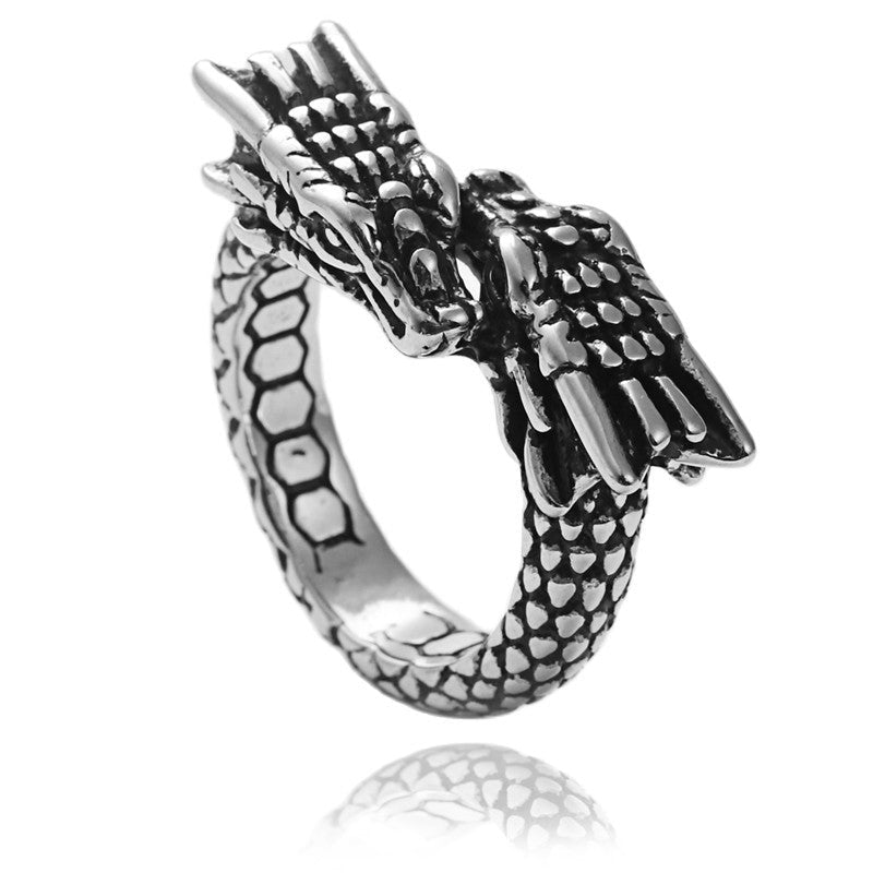 Titanium Steel Retro Chinese Dragon Ring (European & American) - Cozy & Co. Market