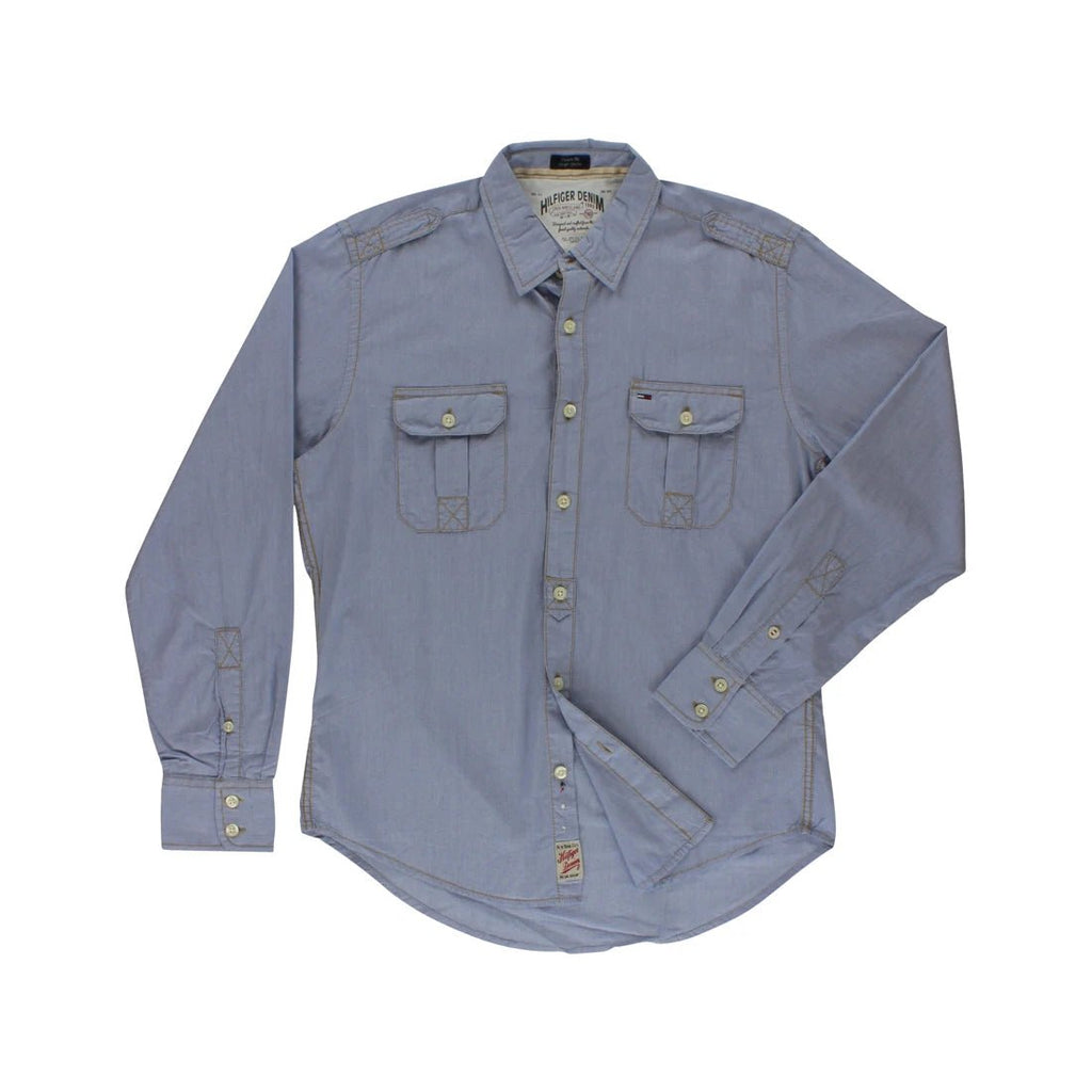 Tommy Button Down LS Denim Mens Dress Shirts Color: Light Blue | 100% Authentic - Cozy & Co. Market