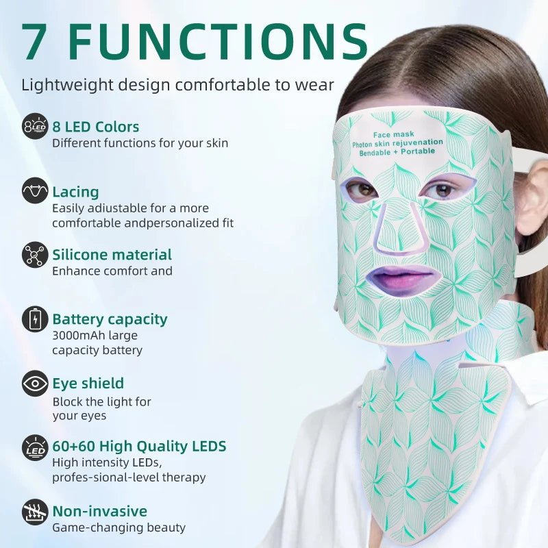 Ubilli Silicone Led Face Mask 8 Colors Red Light Therapy Infrared Flexible Soft Mask Led Therapy Anti Aging Advanced Photon Mask - Cozy & Co. Market