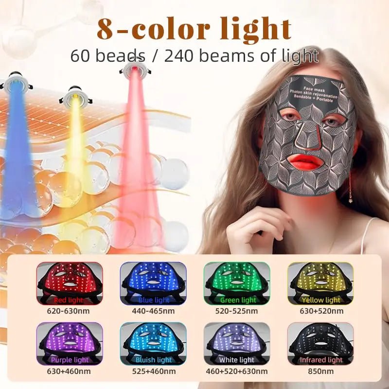 Ubilli Silicone Led Face Mask 8 Colors Red Light Therapy Infrared Flexible Soft Mask Led Therapy Anti Aging Advanced Photon Mask - Cozy & Co. Market