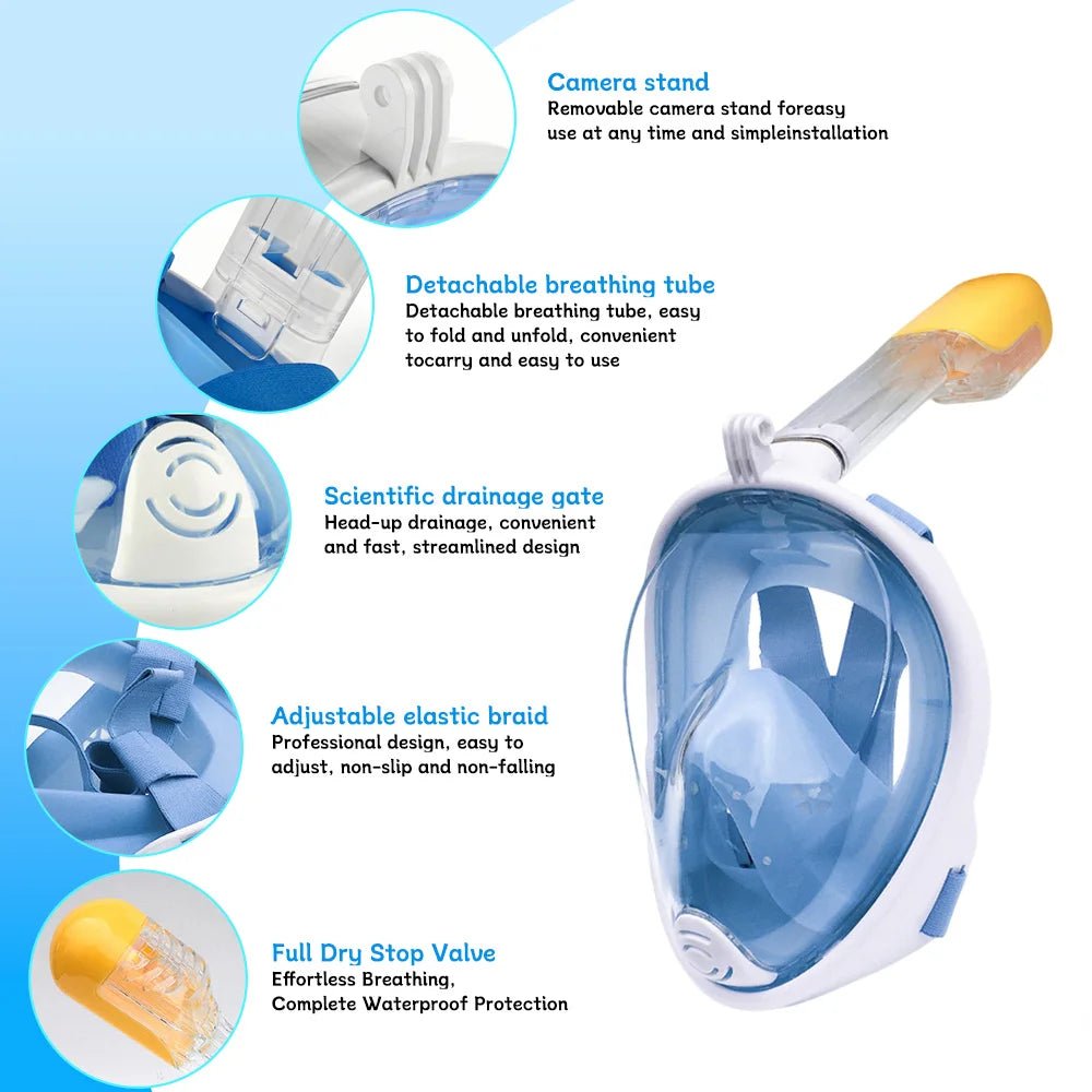 Underwater Scuba Anti Fog XIAOTREE Full Face Diving Mask Snorkeling Respiratory Masks Safe Waterproof Swimming Equipment - Cozy & Co. Market
