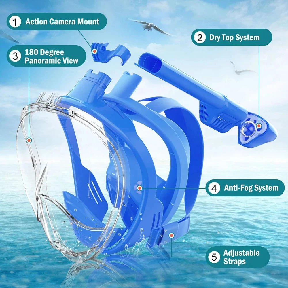 Underwater Scuba Anti Fog XIAOTREE Full Face Diving Mask Snorkeling Respiratory Masks Safe Waterproof Swimming Equipment - Cozy & Co. Market